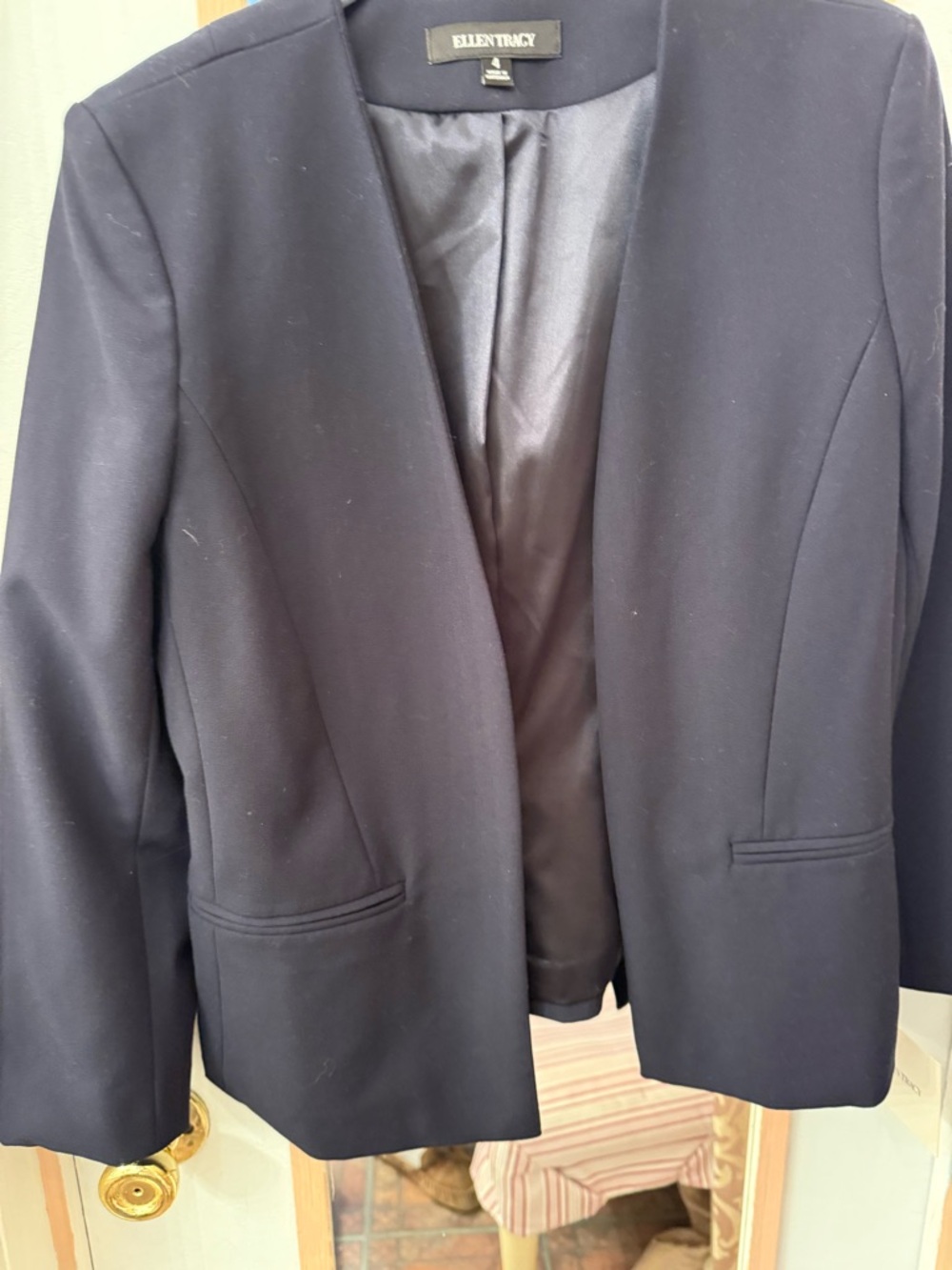 Ellen Tracy Dark Navy Open-Front Jacket